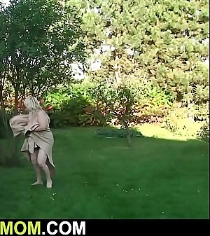 Her busty blonde old mom and husband fucking on the backyard